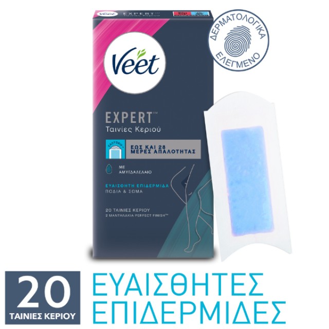 Veet Expert Ταινίες Αποτρίχωσης με Κρύο Κερί για Σώμα & Πόδια για Ευαίσθητες Επιδερμίδες 20τεμ