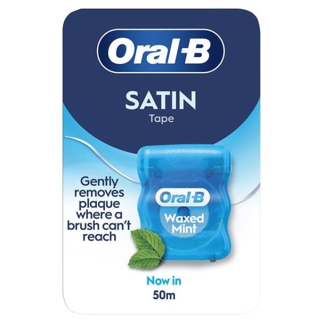Oral-B Satin Waxed Tape , Οδοντικό Νήμα Κερωμένο Οδοντικό Νήμα με Γεύση Μέντα 50m