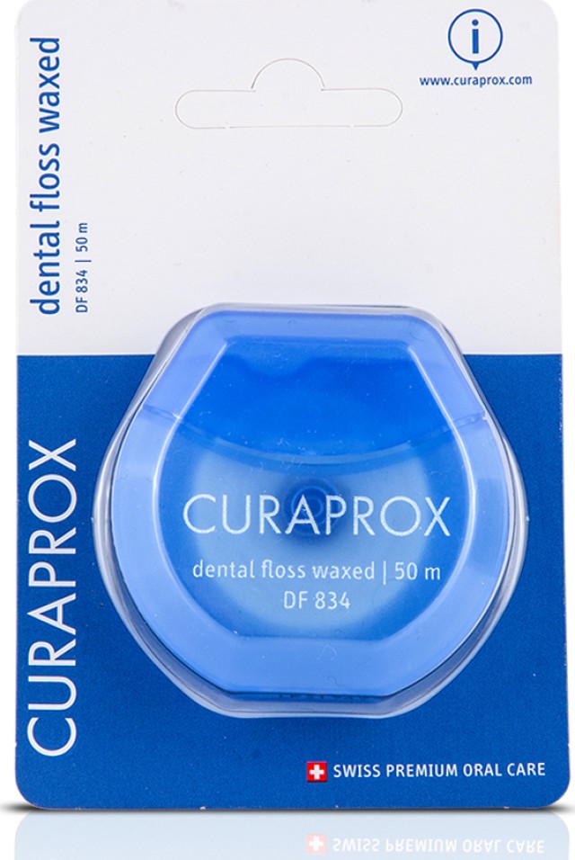 Curaprox DF 834 Dental Floss Waxed Οδοντικό Νήμα Κηρωμένο, 50m