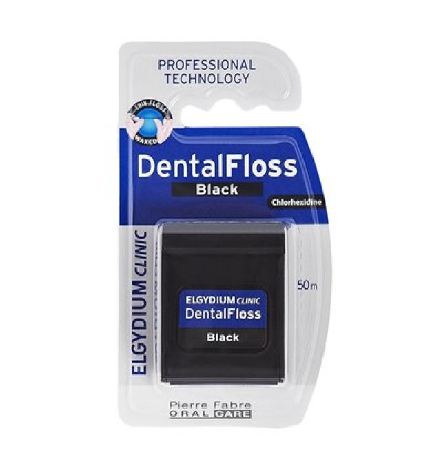 Elgydium Dental Floss Black 50m Κηρωμένο Νήμα με Χλωρεξιδίνη