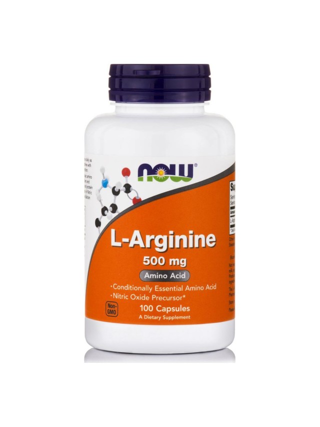 Now Foods L-Arginine 500mg, Συμπλήρωμα Διατροφής 100 Κάψουλες
