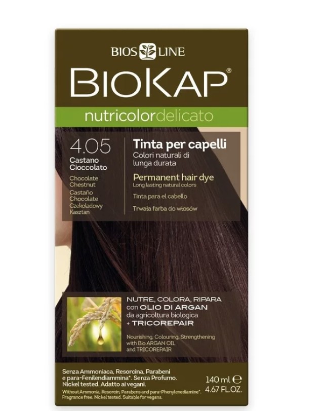Biokap N4.05 Chocolate Chestnut, Βαφή Μαλλιών Χρώμα Καστανό Σοκολατί 140ml