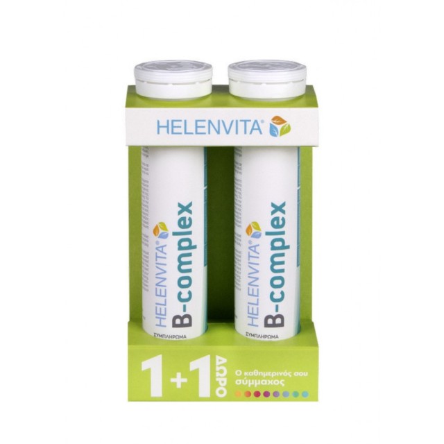 Helenvita 1+1 ΔΩΡΟ B-Complex Σύμπλεγμα Βιταμινών Β, με Γεύση Πορτοκάλι 2x20 Αναβράζοντα Δισκία