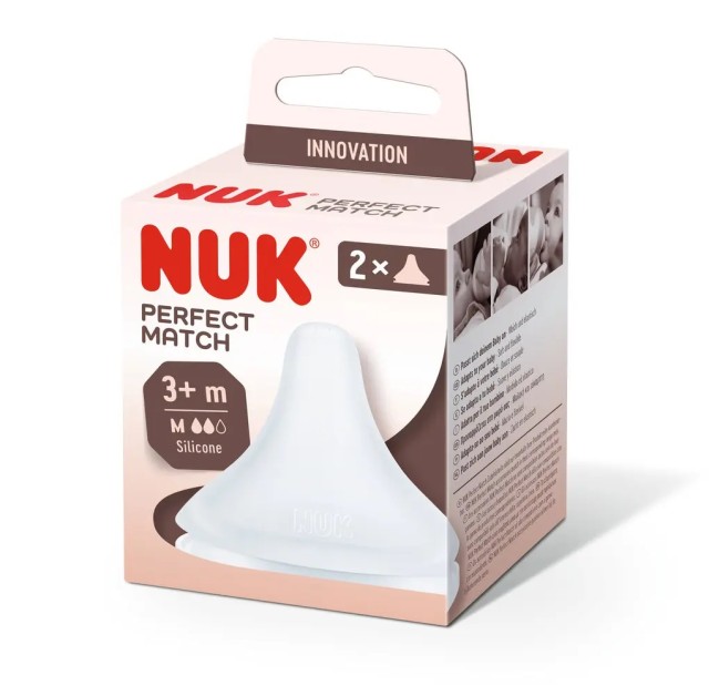 Nuk Perfect Match Mαλακή Θηλή Σιλικόνης Μέγεθος M  3m+ 2τμχ