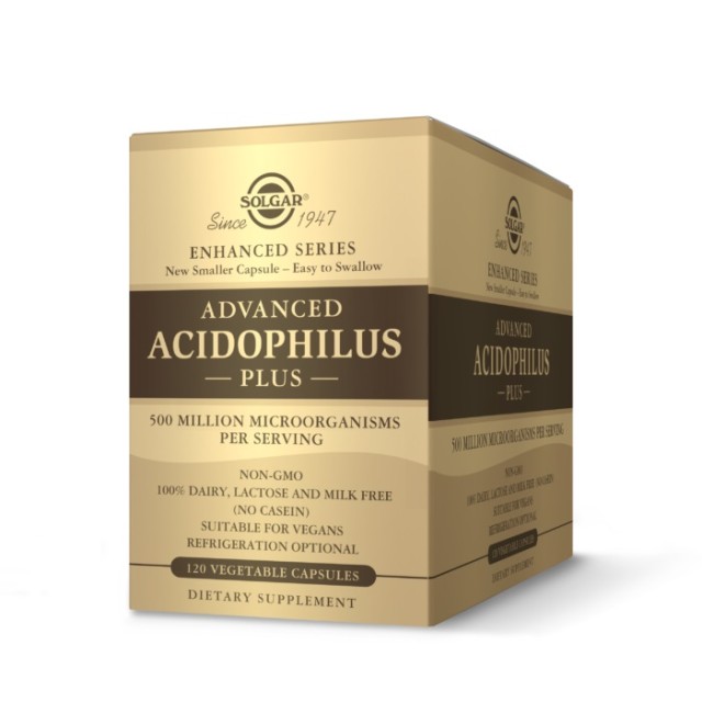 Solgar Advanced Acidophilus Plus 120 Φυτικές Κάψουλες, Βοηθάει στη Διατήρηση της Εντερικής Υγείας