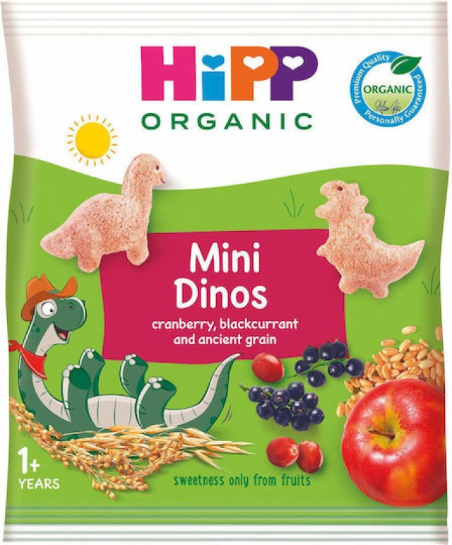 Hipp Mini Dino Παιδικό Σνακ Δημητριακών Σε Σχήμα Δεινοσαυράκια 12m+ 30gr