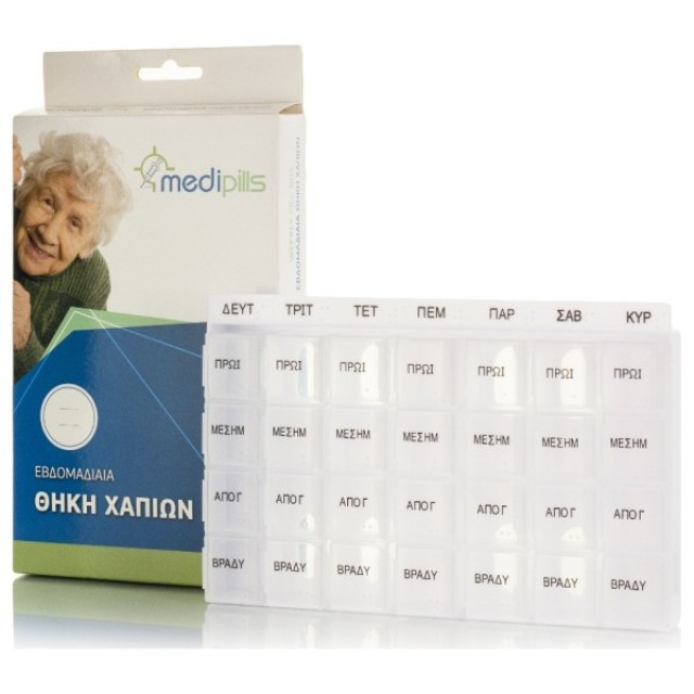 Medipills Εβδομαδιαία Θήκη Χαπιών με 28 Θέσεις σε Διάφανο χρώμα