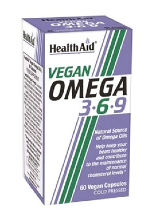 Health Aid Vegan Omega 3-6-9, Ακόρεστα Λιπαρά Οξέα, Ιδανικά Χορτοφάγους, 60 Κάψουλες