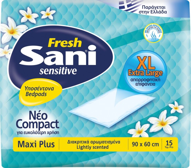 Sani Υποσέντονα Fresh Maxi Plus με Άρωμα 90x60cm 15 Τεμάχια