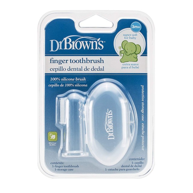 Dr Browns Finger Toothbrush Βρεφική Δακτυλική Οδοντόβουρτσα Σιλικόνης 3m+ & Θήκη 1 Τεμάχιο