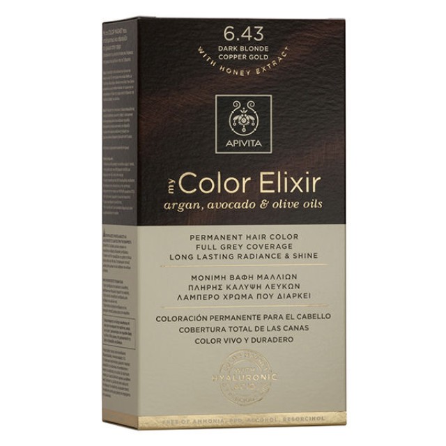 Apivita Βαφή Μαλλιών My Color Elixir Ξανθό Σκούρο Χάλκινο Μελι/Dark Blonde Copper Gold No 6.43