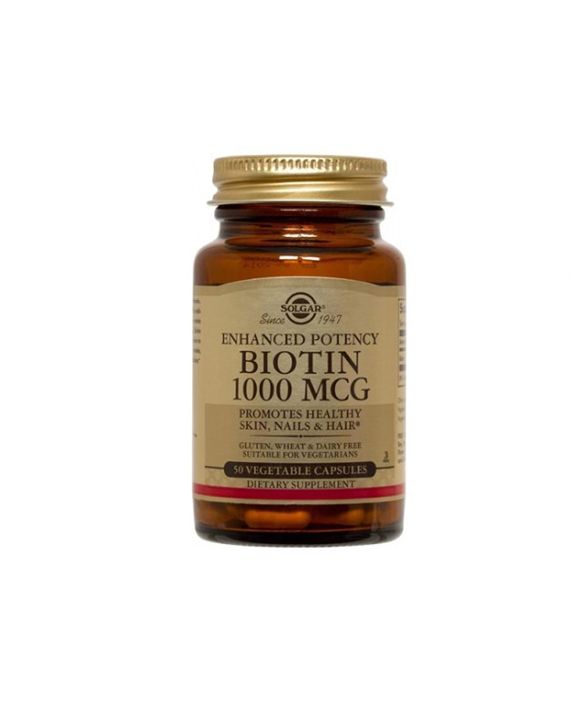 Solgar Biotin 1000μg 50Veg.Caps. Συντελεί στην αξιοποίηση των βιταμινών Β