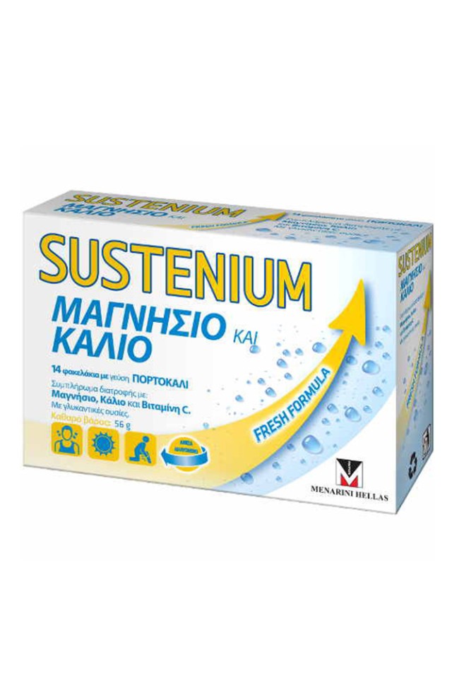 Menarini Sustenium Μαγνήσιο και Κάλιο με Γεύση Πορτοκάλι 14 Φακελάκια