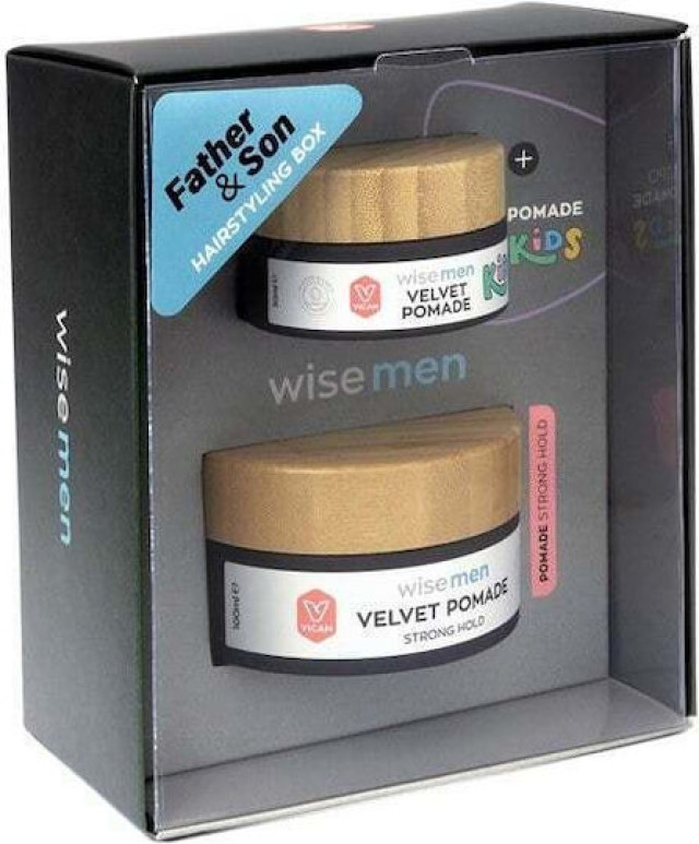 Vican Promo Wise Men Father & Son Hairstyling  Hair Velvet Pomade Strong Hold Aνδρική Πομάδα 100ml & Δώρο Kids Velvet Pomade Παιδική Πομάδα 30ml