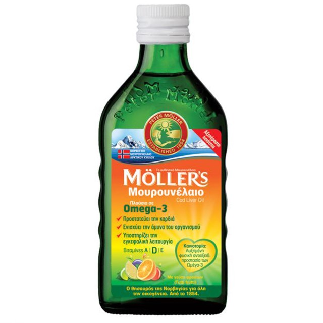 Mollers Μουρουνέλαιο Tutti Frutti Παραδοσιακό Μουρουνέλαιο σε Υγρή Μορφή με Γεύση Φρούτων 250ml