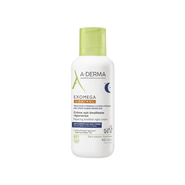 A-Derma Exomega Control Repairing Emollient Night Cream Επανορθωτική Μαλακτική Κρέμα Νυκτός 400ml