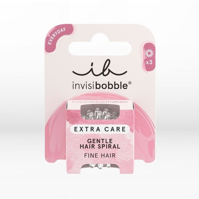 Invisibobble Everyday Extra Care Crystal Clear, Διάφανα Λαστιχάκια Μαλλιών 3 Τεμάχια