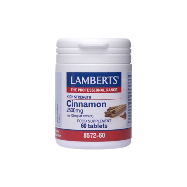 Lamberts Cinnamon 2500mg, Τιτλοδοτημένο Εκχύλισμα Φλοιού Κανέλλας των 100mg 60 Tabs