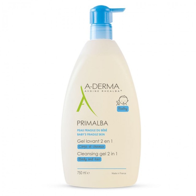 A-Derma Primalba Baby 2in1 Cleansing Gel Body & Hair, Απαλό Ζελ Καθαρισμού 750ml