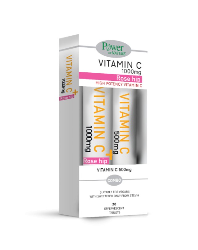 Power of Nature Rose Hip Vitamin C 1000mg  20eff.tabs & Vitamin C 500mg 20eff.tabs