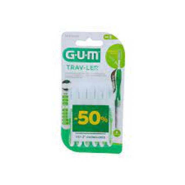 Gum 1414 Trav-ler Μεσοδόντια Βουρτσάκια 1.1mm Πράσινο 2x 6 Τεμάχια -50% στο 2ο Προϊόν
