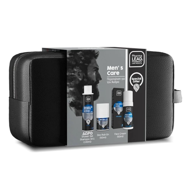 Pharmalead Promo Mens Care Σετ Περιποίησης Για Τον Άνδρα Με Κρέμα Προσώπου 3σε1 50ml & Αποσμητικό Roll-On 50ml & Δώρο Ανδρικό Σαμπουάν - Αφρόλουτρο 3σε1 100ml & Νεσεσέρ