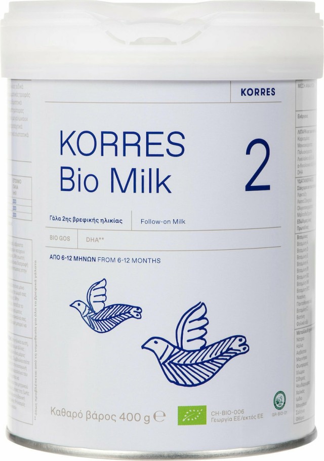 Korres Bio Milk 2 Βιολογικό Αγελαδινό Γάλα 2ης Βρεφικής Ηλικίας, Από 6-12 Μηνών 400gr