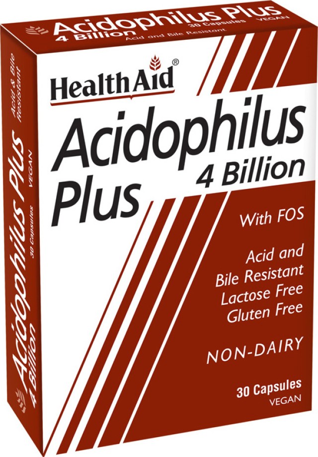 Health Aid Acidophilus Plus 4 Bilion, Προβιοτικά 4δις με Πρεβιοτικά 30 Vegeterian Κάψουλες