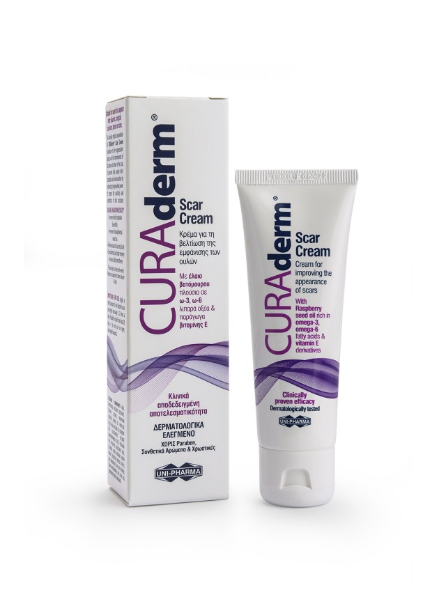 Curaderm Scar Cream 50ml. Κρέμα για τη βελτίωση της εμφάνισης των ουλών