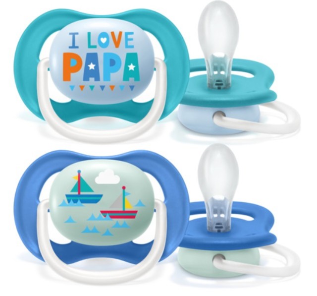 Avent Ultra Air Happy Πιπίλα 6-18m Γαλάζιο Χρώμα 2 Τεμάχια SCF080/03
