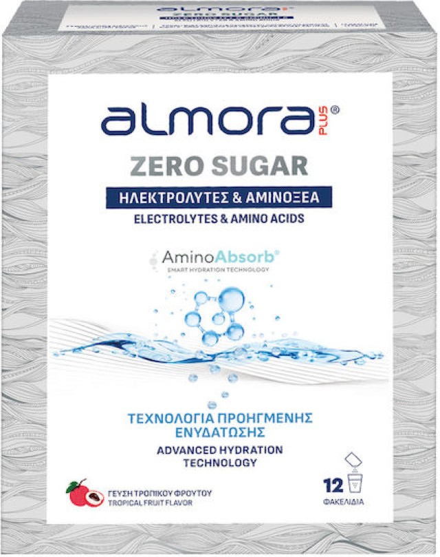 Elpen Almora Plus Zero Sugar Electrolytes & Amino Acids Ηλεκτρολύτες Με Αμινοξέα Για Προηγμένη Ενυδάτωση Χωρίς Ζάχαρη με Γεύση Τροπικά Φρούτα 12 φακελίδια