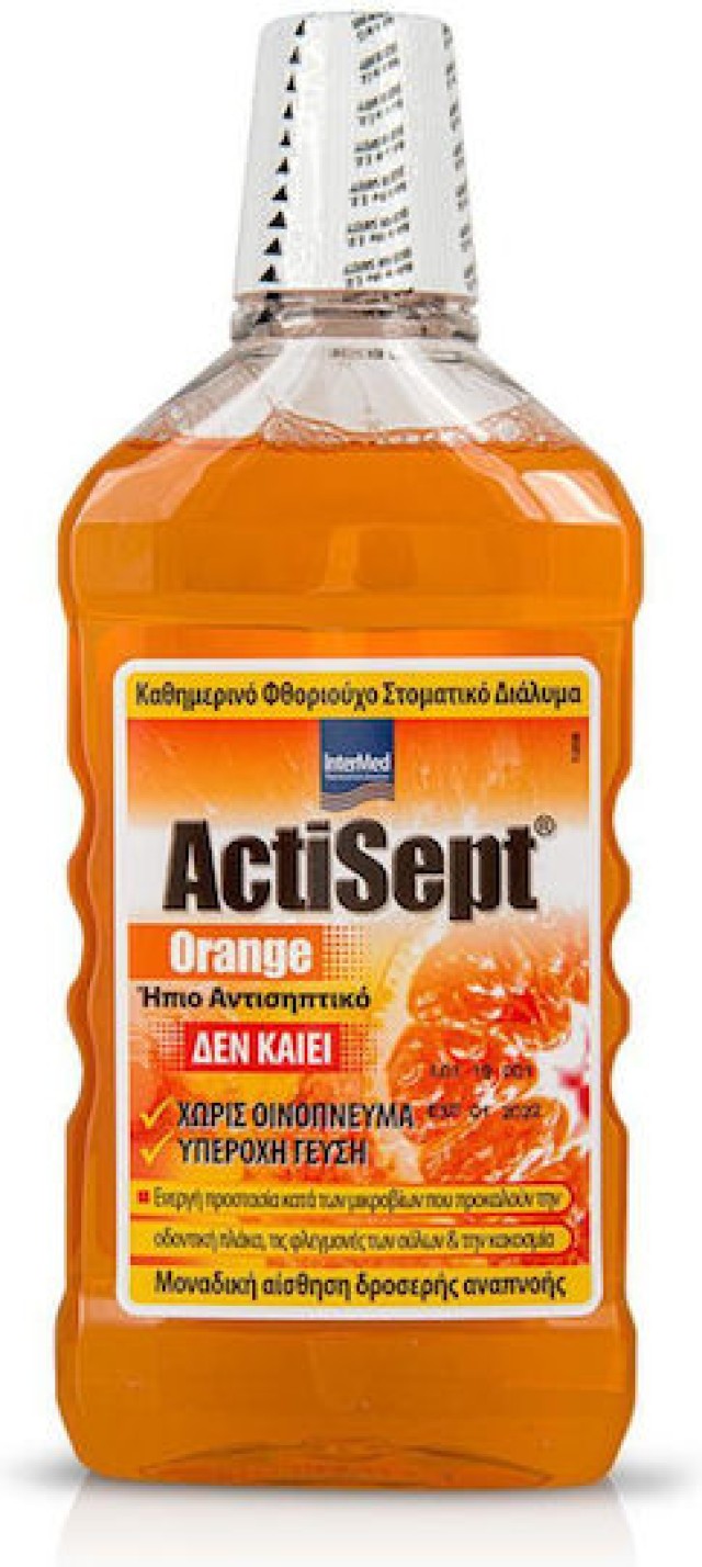 Intermed Actisept Mouthwash Orange, Καθημερινό Φθοριούχο Στοματικό Διάλυμα 500ml