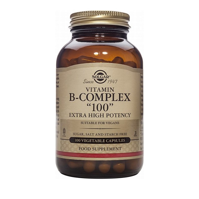 Solgar Formula B-Complex 100, 100Veg.Caps. Συμβάλλει στην ομαλή λειτουργία του νευρικού συστήματος